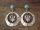 Navajo Hand Stamped Sterling Silver Turquoise Post Earrings by T. Yazzie