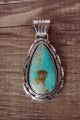 Native American Jewelry Sterling Silver Turquoise Pendant - Yellowhair