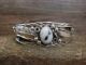 Navajo Sterling Silver White Buffalo Turquoise Feather Cuff Bracelet - Morgan