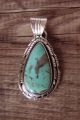 Native American Jewelry Sterling Silver Turquoise Pendant - Yellowhair