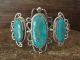 Large Navajo Sterling Silver Turquoise 3 Stone Bracelet by Mike Smith