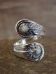 Navajo Sterling Silver Feather & White Opal Adjustable Ring by Belin