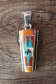 Zuni Indian Sterling Silver Sunface Spiny Oyster Inlay Pendant by Edaakie