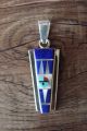 Zuni Indian Sterling Silver Sunface Lapis Inlay Pendant by Edaakie