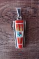 Zuni Indian Sterling Silver Sunface Spiny Oyster Inlay Pendant by Edaakie