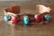 Native American Jewelry Copper Turquoise Coral Bracelet by Bobby Cleveland