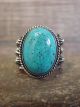 Navajo Sterling Silver & Turquoise Feather Ring Signed Betone - Size 5