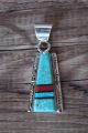 Navajo Indian Sterling Silver Turquoise Coral Opal Inlay Pendant by Steve Francisco