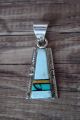 Navajo Indian Sterling Silver Turquoise Spiny Oyster Inlay Pendant by Steve Francisco