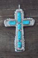 Zuni Indian Sterling Silver Turquoise Cross Pendant by W. Iule!