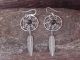 Navajo Sterling Silver Onyx Dreamcatcher Dangle Feather Earrings by Arviso