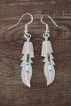 Native American Indian Jewelry Sterling Silver Inlay Feather Earrings