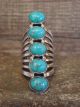 Navajo Indian Sterling Silver Turquoise Row Ring -Thomas Yazzie - Size 7
