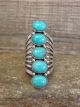 Navajo Indian Sterling Silver Turquoise Row Ring -Thomas Yazzie - Size 8