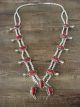 Navajo Nickel Silver Coral Squash Blossom Necklace by Bobby Cleveland