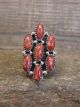 Navajo Sterling Silver & Spiny Oyster Cluster Ring - Begay - Size 7