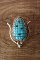 Zuni Indian Jewelry Sterling Silver Turquoise Corn Pendant - Tracy Bowekaty 