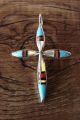 Zuni Indian Sterling Silver Inlay Cross Pendant by  Kristina Bowannie.