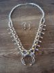 Genuine Small Navajo Sterling Silver Spiny Oyster Squash Blossom Necklace Set - PG