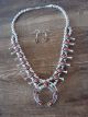 Genuine Small Navajo Sterling Silver Spiny Oyster Squash Blossom Necklace Set - PG