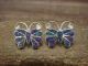 Zuni Indian Sterling Silver Inlay Opal Butterfly Post Earrings - Edaakie