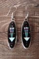 Navajo Sterling Silver Jet Opal Inlay Earrings - Gilbert Smith