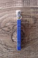 Zuni Sterling Silver Lapis Inlay Vertical Pendant by Roland Natachu