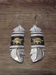 Navajo Sterling Silver Gold Fill Turtle Feather Earrings - T&R Singer