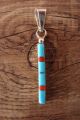 Zuni Sterling Silver Turquoise Spiny Oyster Vertical Pendant by Roland Natachu