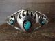 Navajo Indian Sterling Silver Turquoise Bear Paw Row Bracelet by Parker