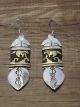 Navajo Sterling Silver Gold Fill Horse Feather Earrings - T&R Singer