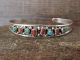 Small Navajo Sterling Silver 8 Stone Turquoise Coral Row Bracelet 