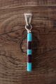 Zuni Sterling Silver Turquoise Purple Spiny Oyster Vertical Pendant by Roland Natachu