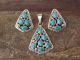 Navajo Indian Sterling Silver Turquoise Cluster Pendant and Earrings Set by M. Chee