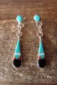Zuni Sterling Silver Turquoise Multistone Inlay Post Earrings 