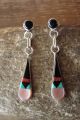 Zuni Sterling Silver Turquoise Multistone Inlay Post Earrings 