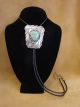  Navajo Indian Nickel Silver & Turquoise Bolo Tie - Cleveland