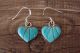 Zuni Indian Jewelry Sterling Silver Turquoise Inlay Heart Earrings Jonathan Shack 