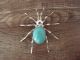 Navajo Indian Sterling Silver Turquoise Spider Pin by Spencer