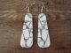 Navajo Indian Sterling Silver Howlite Slab Earrings - Garcia