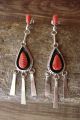 Zuni Sterling Silver Shadowbox Coral Post Earrings! 
