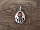 Navajo Indian Handmade Sterling Silver Coral Bear Paw Charm Pendant