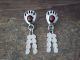 Navajo Sterling Silver Coral Bear Paw Feather Post Earrings - Spencer