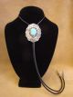  Navajo Indian Nickel Silver & Turquoise Bolo Tie - Cleveland