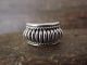 Navajo Indian Sterling Silver Ribbed Ring by Thomas Charley - Size 7