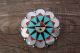 Zuni Sterling Silver Mother of Pearl, Turquoise, Coral Inlay Sunface Pin/Pendant - D. Gasper