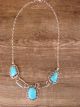 Navajo Sterling Silver 3 Stone Turquoise Link Necklace by Mike Smith