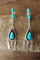 Zuni Sterling Silver Shadowbox Blue Turquoise Post Earrings! 