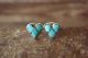 Zuni Indian Jewelry Sterling Silver Inlay Turquoise Heart Post Earrings 