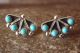 Zuni Indian Sterling Silver Turquoise Inlay Fan Post Earrings 